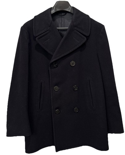 Vtg navy kersey wool pea - wool,