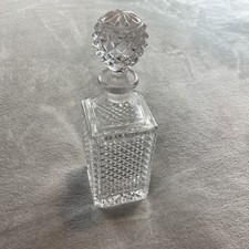 Vintage Decanter Cut Glass Crystal Square With Stopper VGC 27cm High
