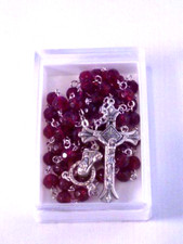 JANUARY BIRTHSTONE   Garnet   ITALIAN GLASS ROSARY  6mm Beads