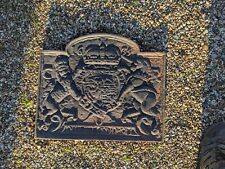 Cast iron Fireback plate, King Charles, dated 1635, reproduction.