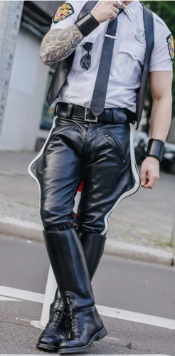 Men real black leather - men's,