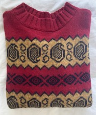 TOAST 100% Wool Fair isle Red Mustard Black Holiday Christmas Ski Jumper XS - S