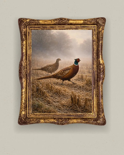 Pheasant pair autumn field - pheasant,