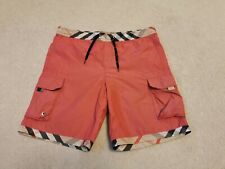 BURBERRY  vintage red & Nova Check boys swim shorts bermudas , Beautiful!!! 