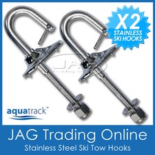 2 x STAINLESS STEEL Water Ski Boat Transom Tow Hooks