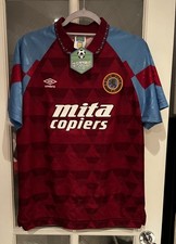 Aston Villa 1990-92 Home Shirt - Medium - Retro Score Draw - 9 Dean Saunders