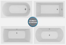 Modern Bathroom Single & Double Ended Straight Bath Gloss White Acrylic Bathtub