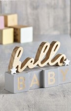 Decor Ornament Wooden ‘Hello Baby’ Christening Decorative Occasion Newborns Next