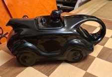 Vintage Reproduction Ceramic Sadler Style Black Racing Car Novelty Teapot FAULTY