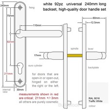 Door Handles uPVC set Stainless 92pz sprung double glazing pvc lever 220mm 240mm