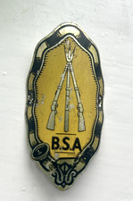 Vintage Original BSA Bicycle Head Badge - Crossed Rifles logo - Metal Emblem