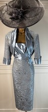 Ispirato UK 14/16 Silvery Teal Dress & Bolero Wedding Mother Guest Races Outfit