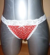 SIZE 10~12 CUTE RED/WHITE POLKA DOT DENIER TANGA KNICKERS, PANTIES, BRIEFS