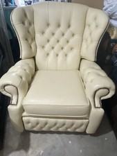 Chesterfield antique cream Queen Anne chair manual recliner