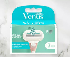 Gillette Venus DELUXE SMOOTH SENSITIVE Razor Blades - Skin Cushion - Pack of 3