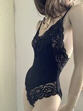 Sexy Charnos BLACK  Silky Stretch Nylon  Lacy All in One Body Teddy 12