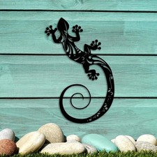 Metal Gecko Wall Art Black