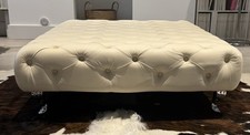Chesterfield Coffee Table, Tufted Detail, Cream Leather Fabric