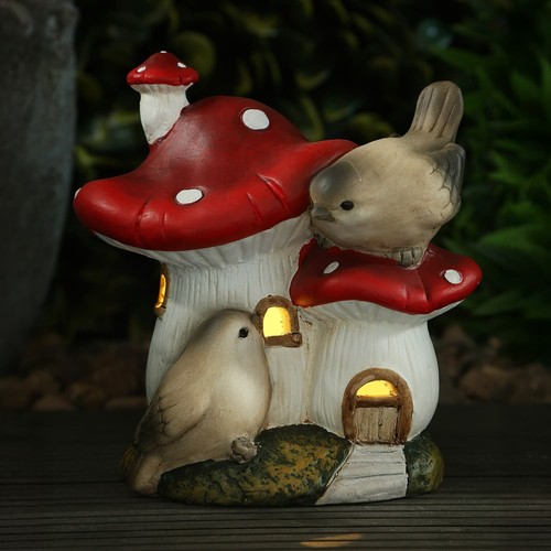 Solar powered birds toadstool - birds,
