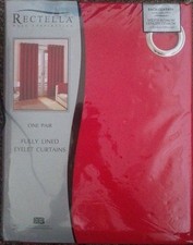 Rectella Cuba Red Eyelet Curtains 66inx54in Lined Brand New Sealed 