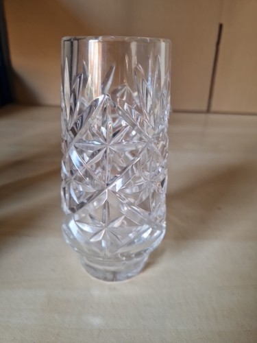 Vintage crystal cut glass vase - glass,