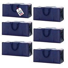6 Pack Extra Large Blue Moving Bags with Handles & Zippers | Heavy Duty Stora...