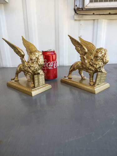 Antique brass griffin lions - brass,