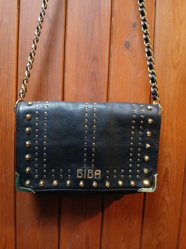 Biba black leather - leather, gold