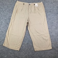 BNWT Tu Women's 18 Lightweight Linen Shop Stone 3/4 Length Trousers Shorts B-386