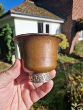 Antique Tibetan Silver white metal and Copper Metal Tea Cup /  bowl. 3.5" 19thc 