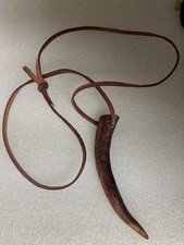 Red Deer Antler Tip Pendant on leather throng NWOT 