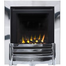 GAS FIRE CHROME SLIDE CONTROL SLIMLINE HIGH EFFICIENCY 86% INSET GLASS FRONTED