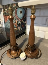 A Matching Pair of Vintage Mid-century Modern Teak Table Lamps 1960s
