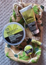 THE BODY SHOP HEMP HARD-WORKING HAND PROTECTOR BODY BUTTER LIP CARE GIFT SET BAG