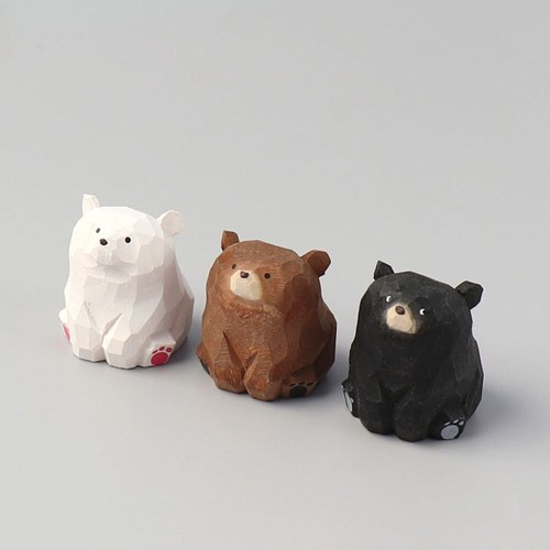 Carved bear small wooden - bear,