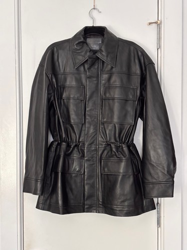 Leather sheepskin parka - leather,