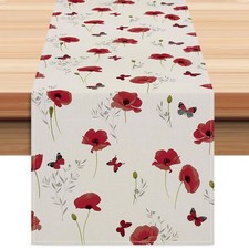 Red Poppy Table Runner 13x72