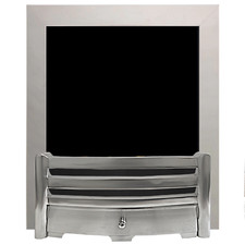 REPLACEMENT GAS FIRE SILVER BRUSHED STEEL CAST IRON FRET 3 PIECE MAGNETIC TRIM