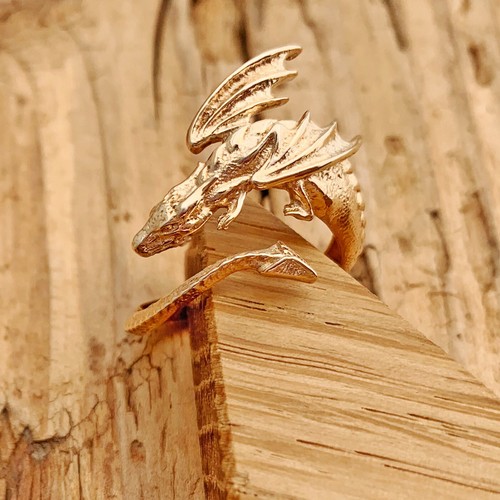 Dragon ring adjustable gold - dragon,