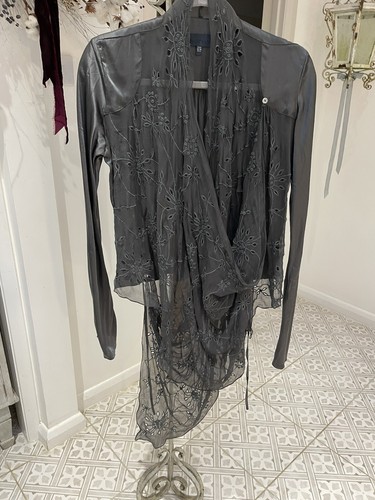 Silk and lace draped shirt - silk,