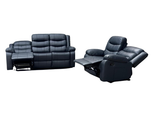 Black leather recliner sofa - recliner,