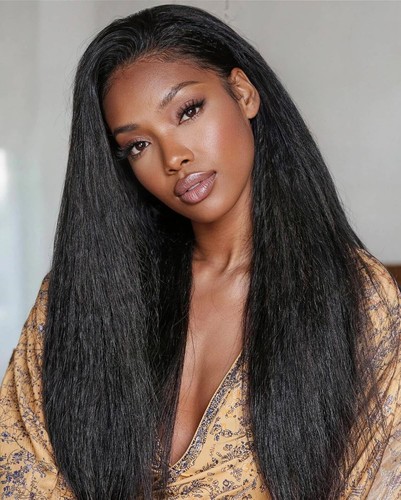 Kinky straight half - wig, human