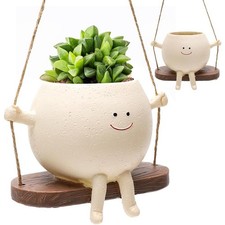 Swing face planter pot - face, hanging