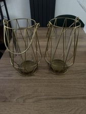 VINDFLAKT TEALIGHT HOLDER GOLD COLOUR HOME GARDEN DECOR DECORATION IKEA 24cm X 2