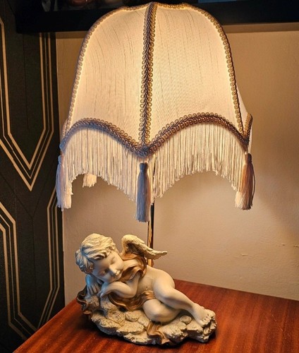 Vintage cherub table lamp - table,