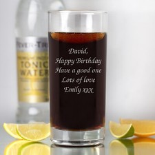 Personalised Engraved Hi ball mixer spirit VODKA AND COKE glass Any Message