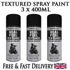 3 x 400ML Textured Black Spray Paint High Quality Decorative Effect Wood Metal