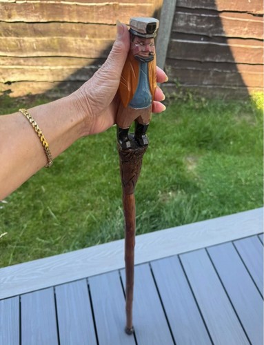 Hand carved wooden walking - carved,