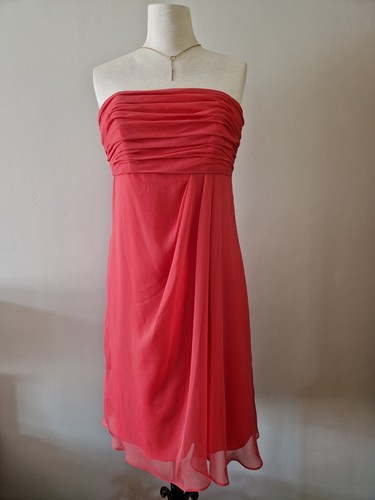 Coral chiffon strapless dress - strapless,