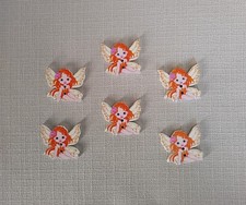 6 x Cute Fairy Wooden Buttons